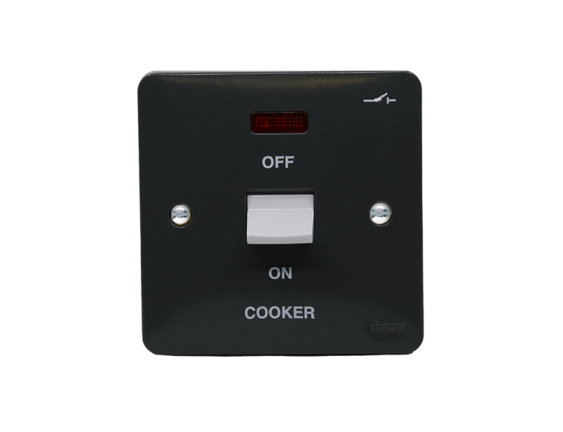 50A Double Pole Switch 1 Gang with LED Indicator Grey "Cooker"
